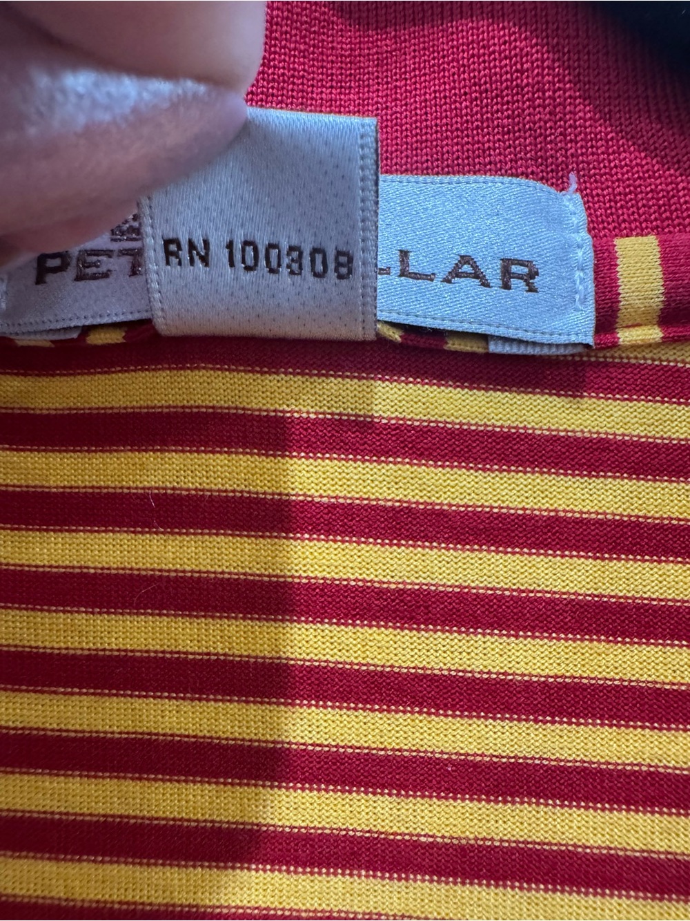 Peter Millar USC Trojans Polo Shirt Striped Cotton Golf Red Gold Men Large - Picture 3 of 6